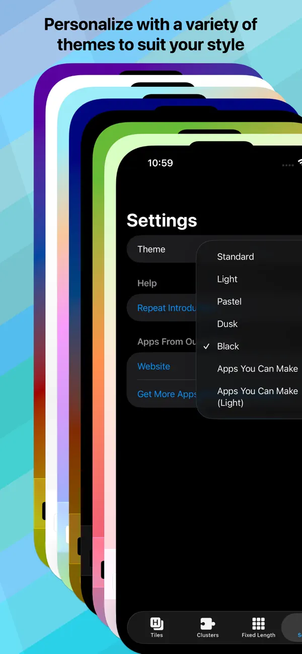 Letters + Words themes and settings on iPhone