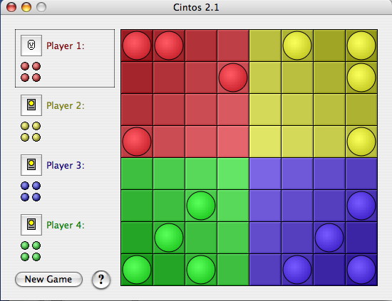 Cintos 2.1 running on Mac OS X — top-down board view
